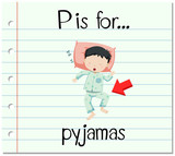 Flashcard letter P is for pyjamas