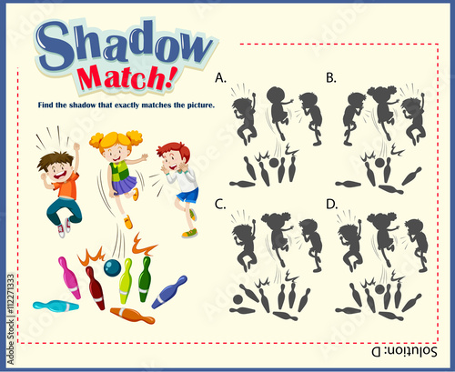 Game template for shadow matching with bowling