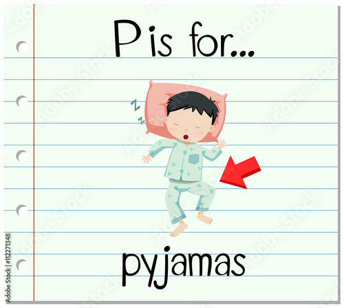Flashcard letter P is for pyjamas