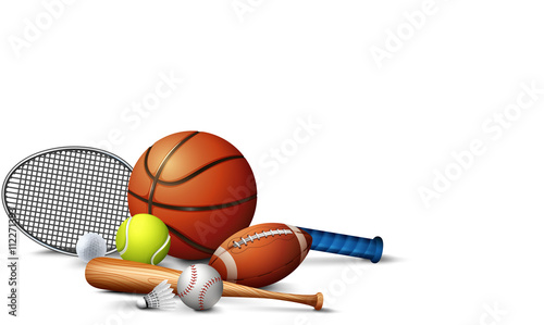 Many sport equipments on the floor