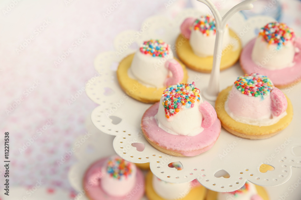 Marshmallow tea cups biscuits, tea party Marshmallow tea cups biscuits, tea party