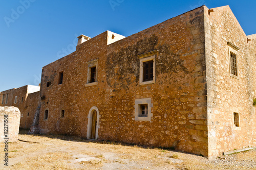 External walls of Arcady monastery, island of Crete, Greece