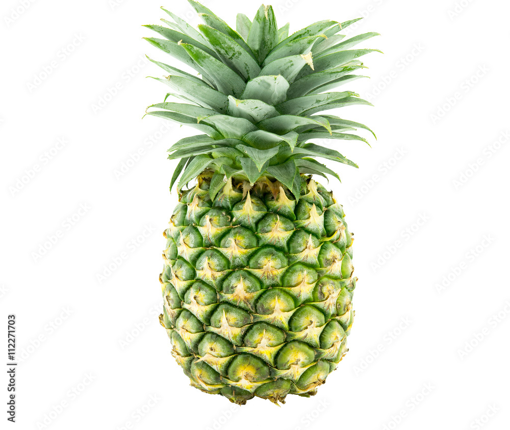 Close-up of sweet pineapple on white background Close-up of sweet pineapple on white background
