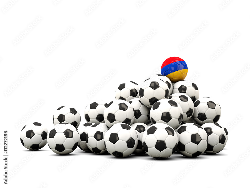 Pile of soccer balls with flag of armenia Pile of soccer balls with flag of armenia