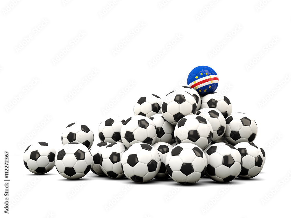 Pile of soccer balls with flag of cape verde Pile of soccer balls with flag of cape verde