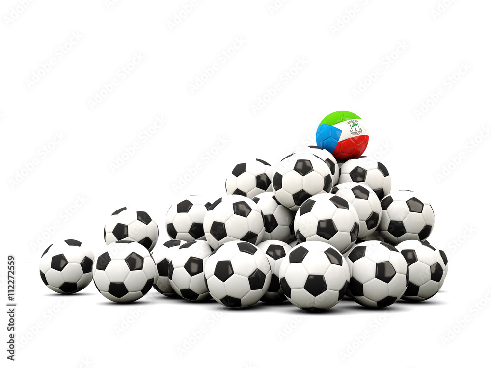 Pile of soccer balls with flag of equatorial guinea Pile of soccer balls with flag of equatorial guinea