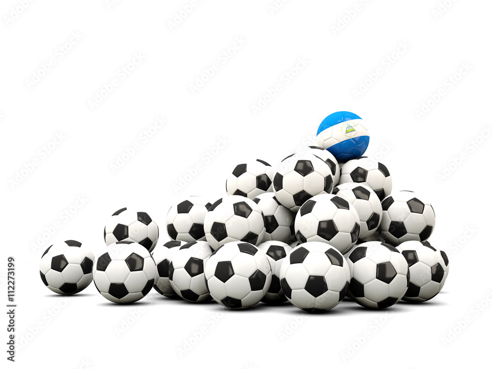 Pile of soccer balls with flag of nicaragua Pile of soccer balls with flag of nicaragua