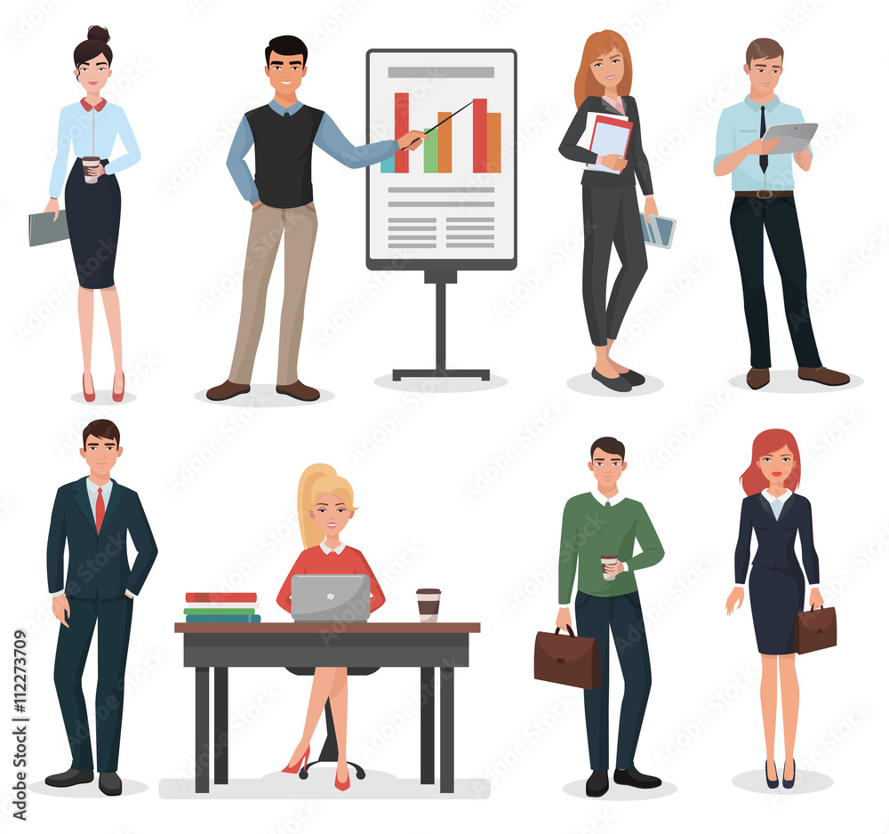 Office business people with gadgets, documents and suitcase set. Office business people with gadgets, documents and suitcase set.