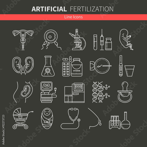 Artificial insemination icons flat