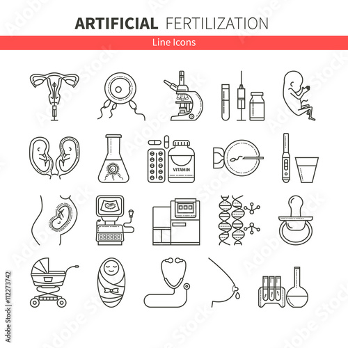 Artificial insemination icons line