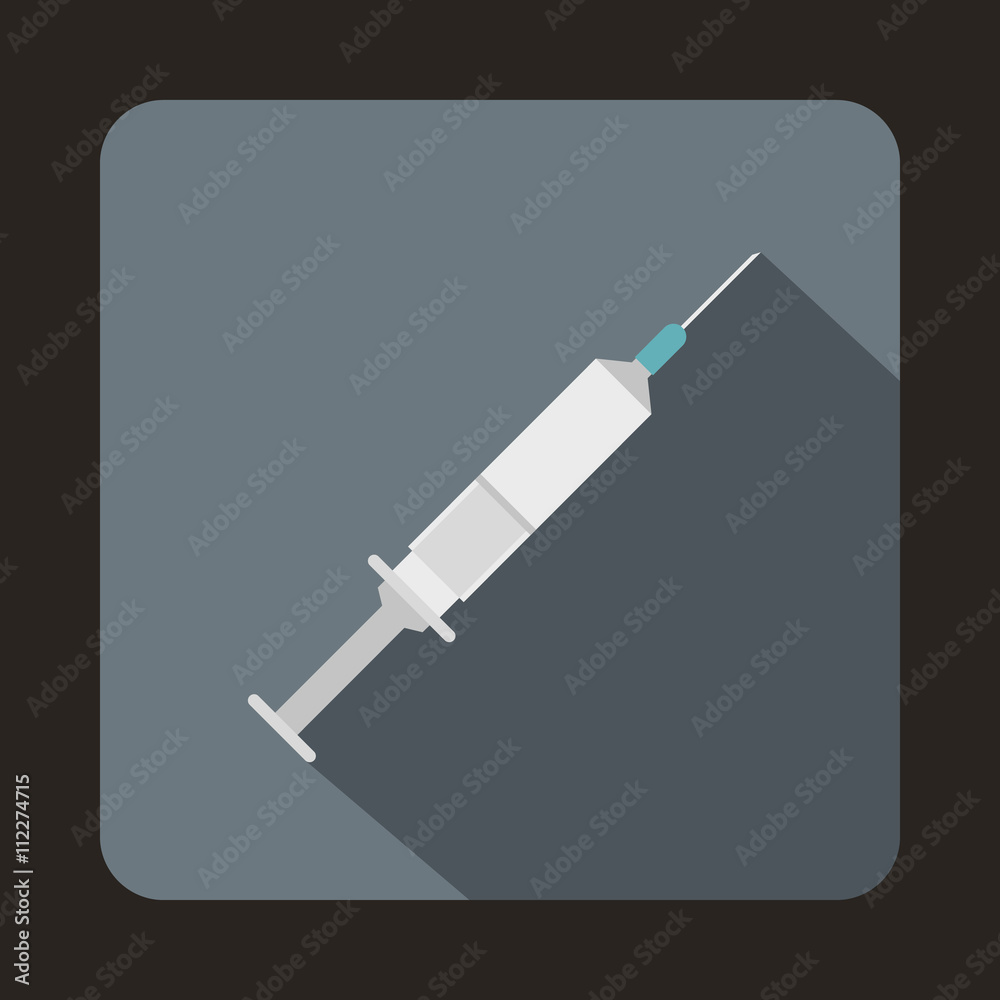 Syringe icon, flat style