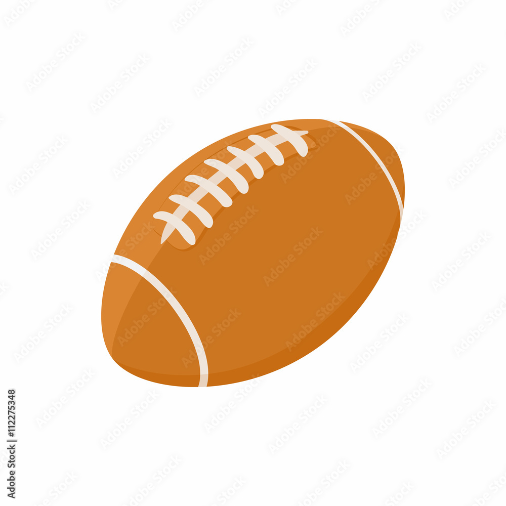 Rugby ball icon in cartoon style