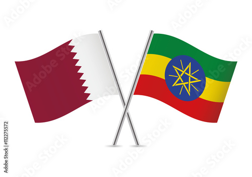 Free Download Qatari and Ethiopian flags. Vector illustration. - GFXLoad