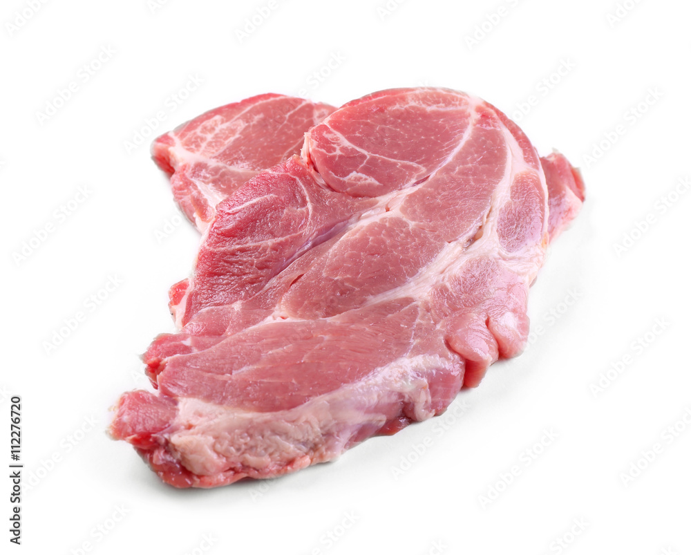 Pieces of pork meat, isolated on white Pieces of pork meat, isolated on white