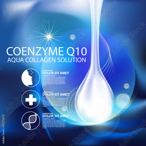 coenzyme q10 Serum and Background Concept Skin Care Cosmetic.