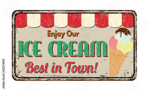 Ice cream vintage rusty metal sign