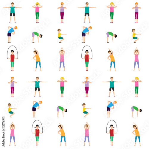 Gymnastics kids seamless pattern