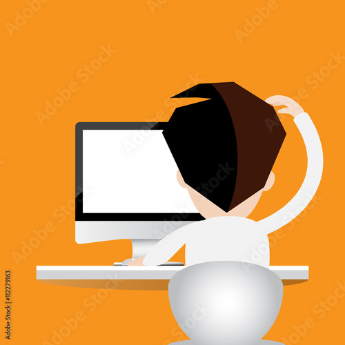 Man working on desktop computer.