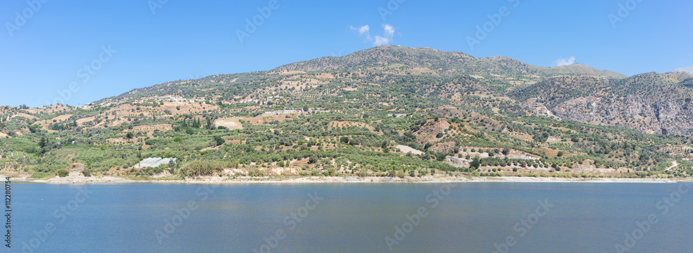 The Faneromenis reservoir in the south-central of Crete. The Techniti Limni Faneromenis named in greek, is located in the southern foothills of the Ida mountain massif. Important water supply on Crete