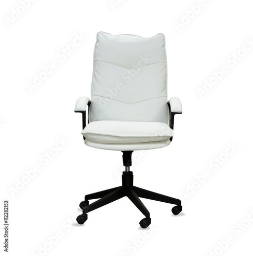 Fototapeta Naklejka Na Ścianę i Meble -  Office chair from white leather isolated