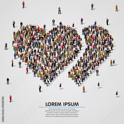 Fototapeta Naklejka Na Ścianę i Meble -  Large group of people in the double hearts shape.