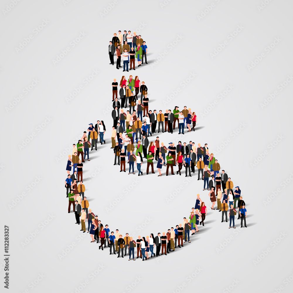 Large group of people in the wheelchair shape.