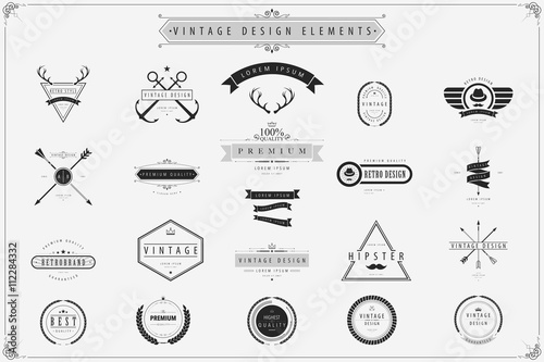 Vintage vector design elements, Retro style labels.