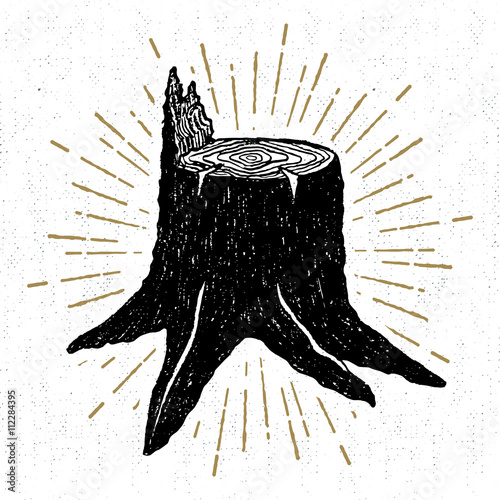 Hand drawn icon with a textured stump vector illustration.