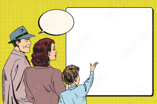 Retro family and poster
