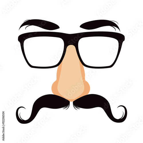 Funny disguise mask with glasses, big fake nose, mustache and heavy eyebrows