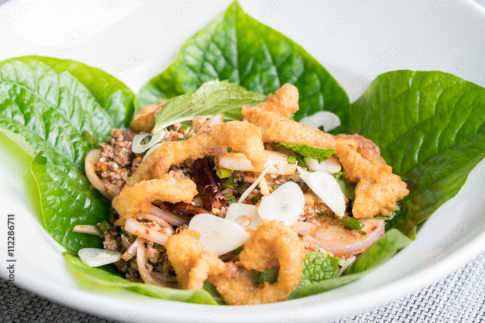 Larb, Spicy minced duck , Thaifood
Larb, Spicy minced duck , Thaifood