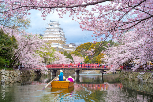 Himeji Castle with beautiful cherry blossom in spring season