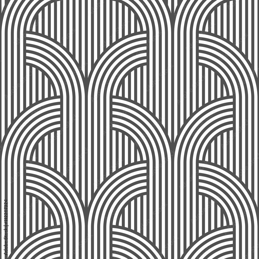 Obraz premium Black and white geometric striped seamless pattern - variation 5