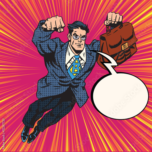 Businessman super hero flying