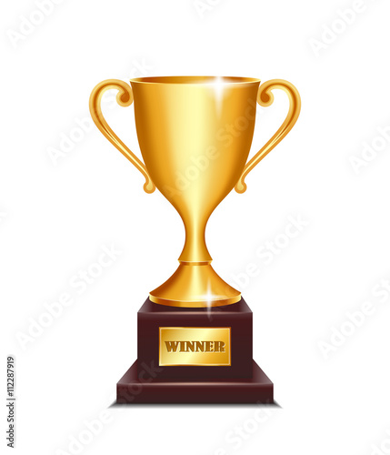 Winner gold cup isolated on white background.