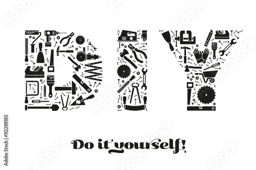 Billede på lærred Do it yourself concept. Letters DIY made of tools.