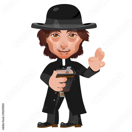 Preacher in Wild West, cartoon vector character