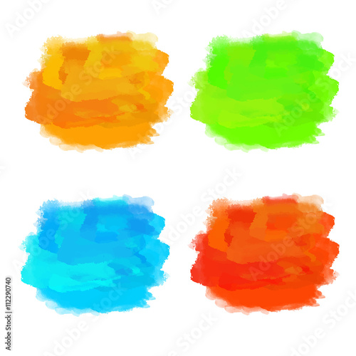 Set watercolor colorful paint stains isolated