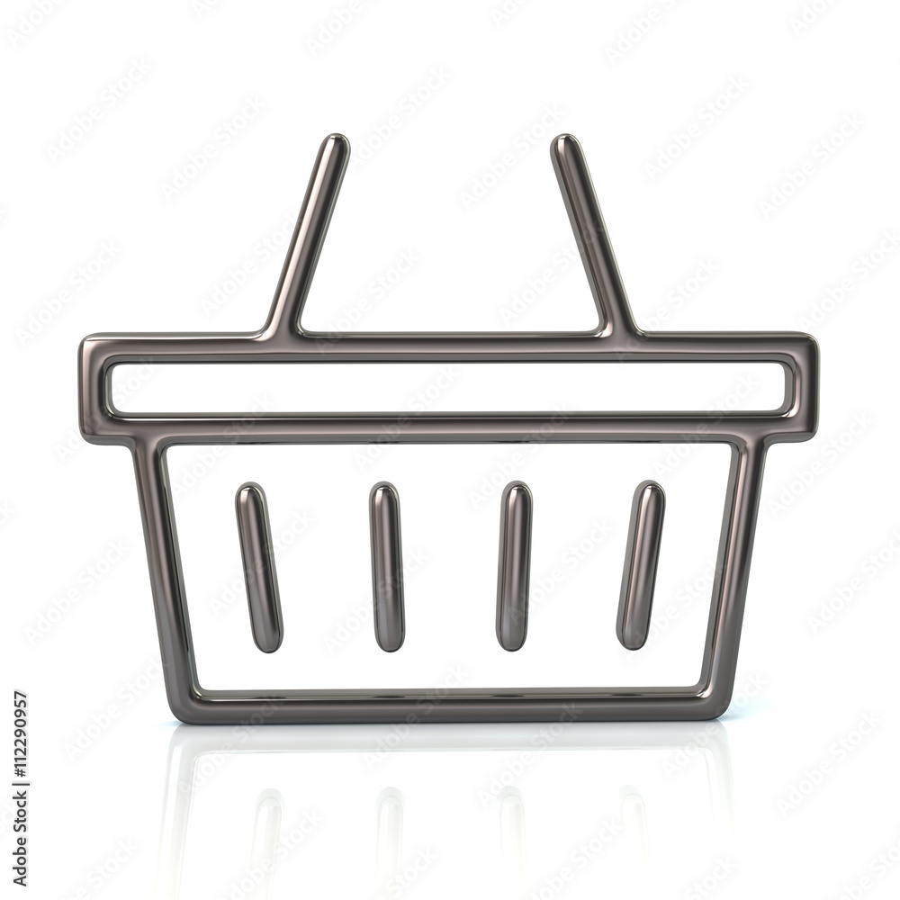 3d illustration of silver shopping basket icon 3d illustration of silver shopping basket icon