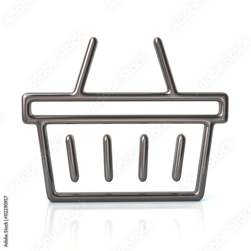 3d illustration of silver shopping basket icon