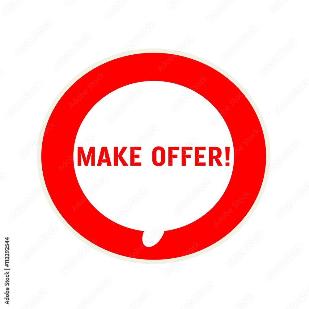 Make offer red wording on Circular white speech bubble Make offer red wording on Circular white speech bubble