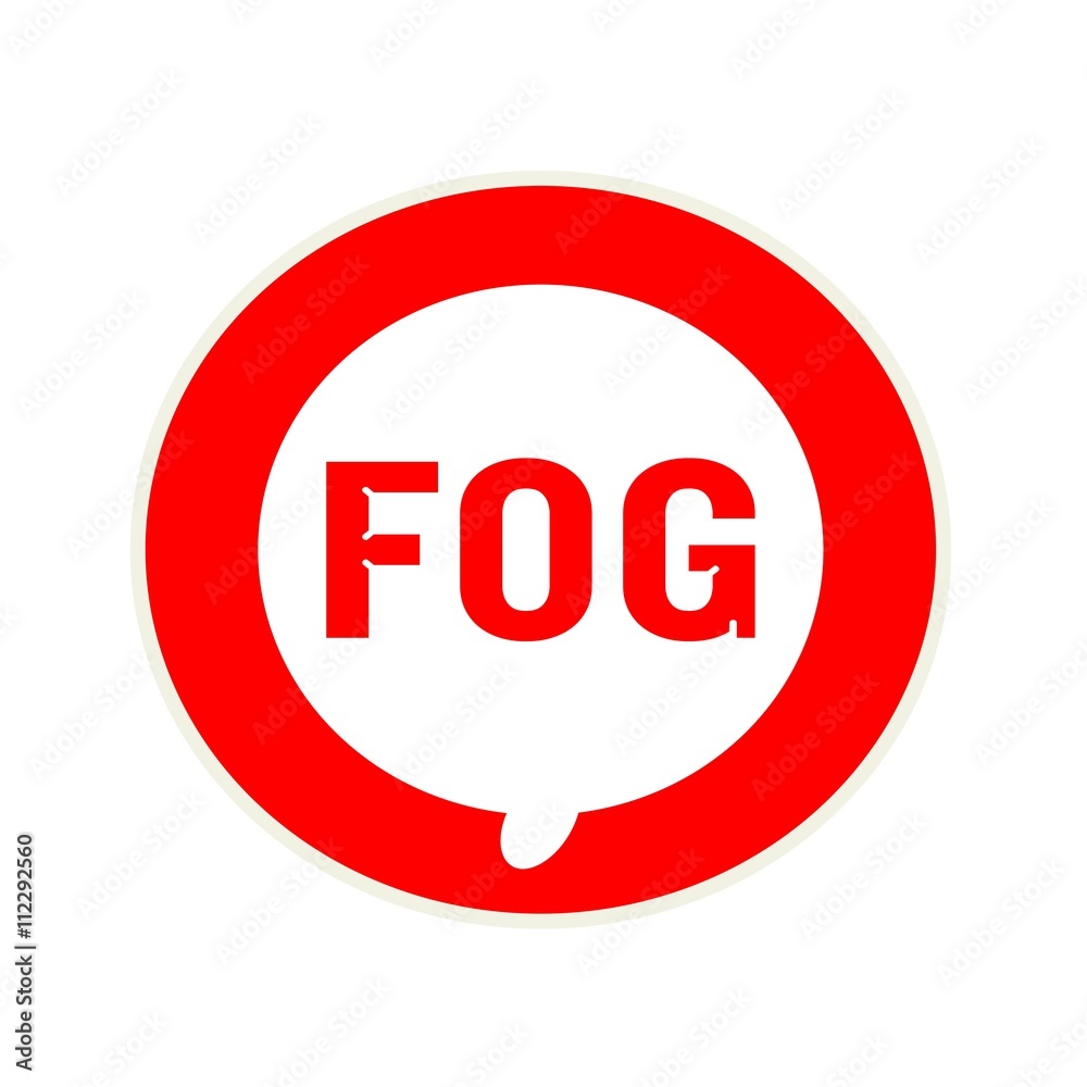 FOG red wording on Circular white speech bubble FOG red wording on Circular white speech bubble