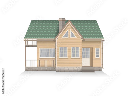 Vector illustration of detailed suburban family house with mansard. © nadezhdash