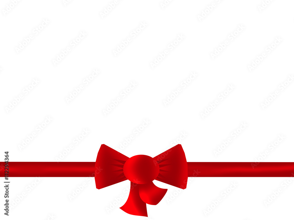 Red bow on a white background. Gift