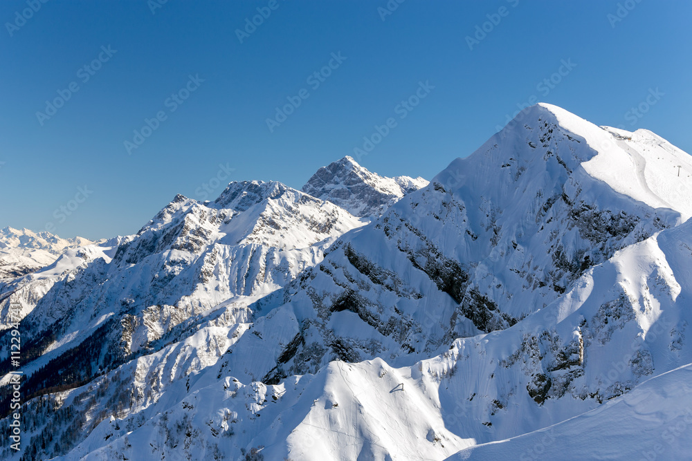 Fototapeta premium Ski resort Rosa Khutor. Mountains of Krasnaya Polyana. Sochi, Russia
