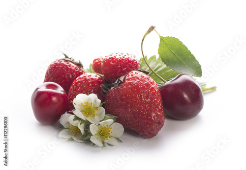 strawberry and cherry isolated