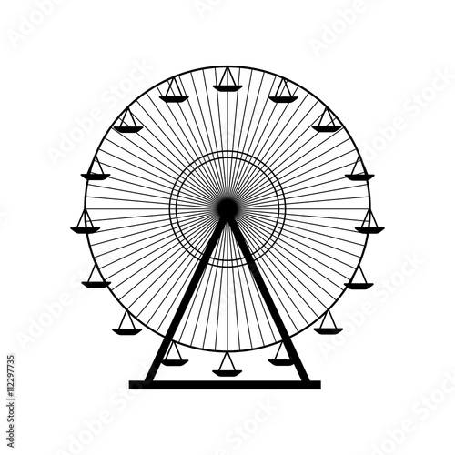 Ferris wheel silhouette  circle. Carnival. Funfair background.Carousel  motion. Vector illustration.