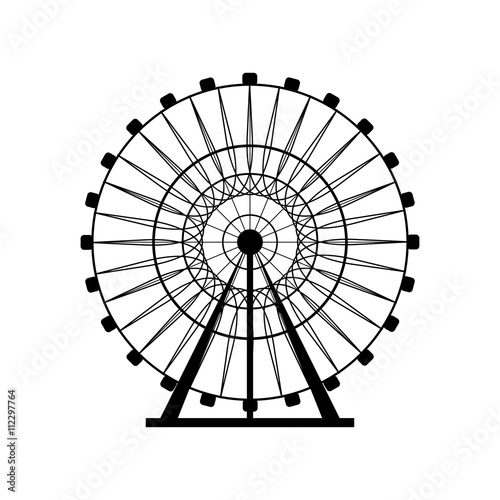 Ferris wheel silhouette, circle. Carnival. Funfair background.Carousel, motion. Vector illustration.