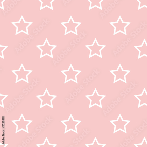 White stars on a pale pink background seamless pattern trending