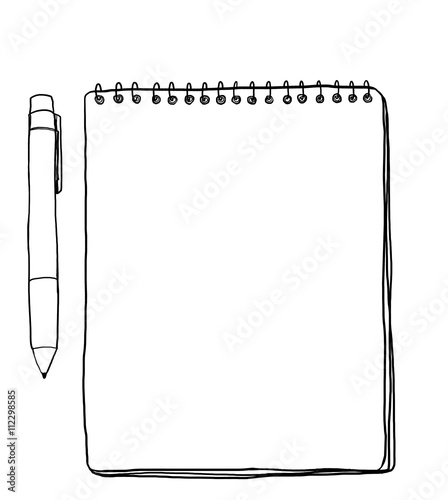 Notebooks and pen, vintage Brown  Notebooks,illustration of note